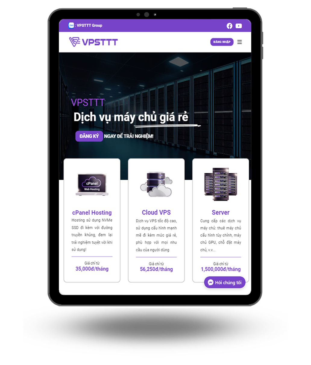 Website mẫu trên iPad